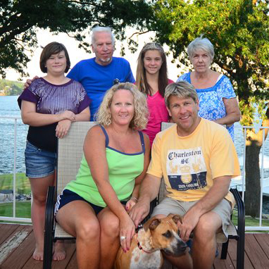 Family photo at the lake